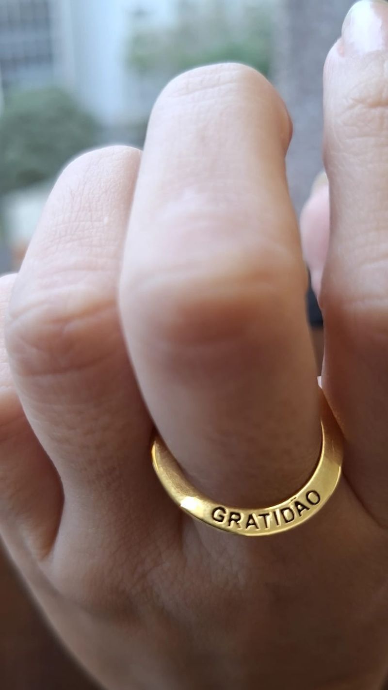 Anel Gratidão Diamante Ouro Amarelo