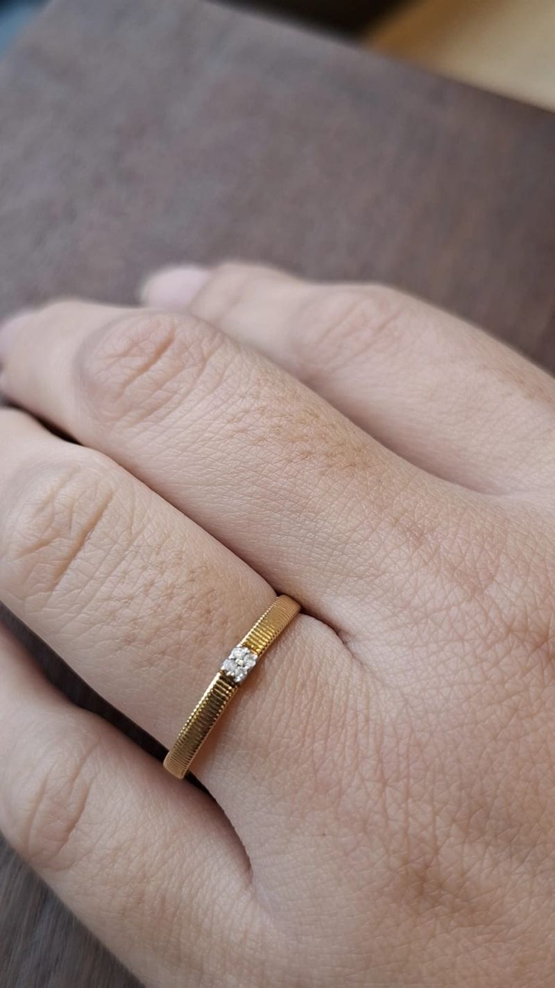 Anel Corda Diamante Ouro Amarelo