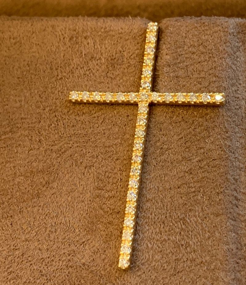 Pingente Cruz Diamante Ouro Amarelo