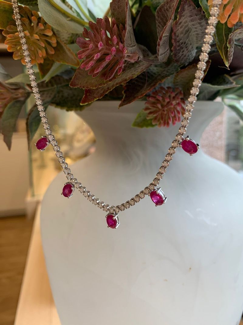 Colar Chocker Rubi Diamante Ouro Branco