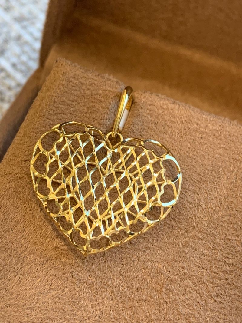 Pingente Coração Vazado Ouro Amarelo