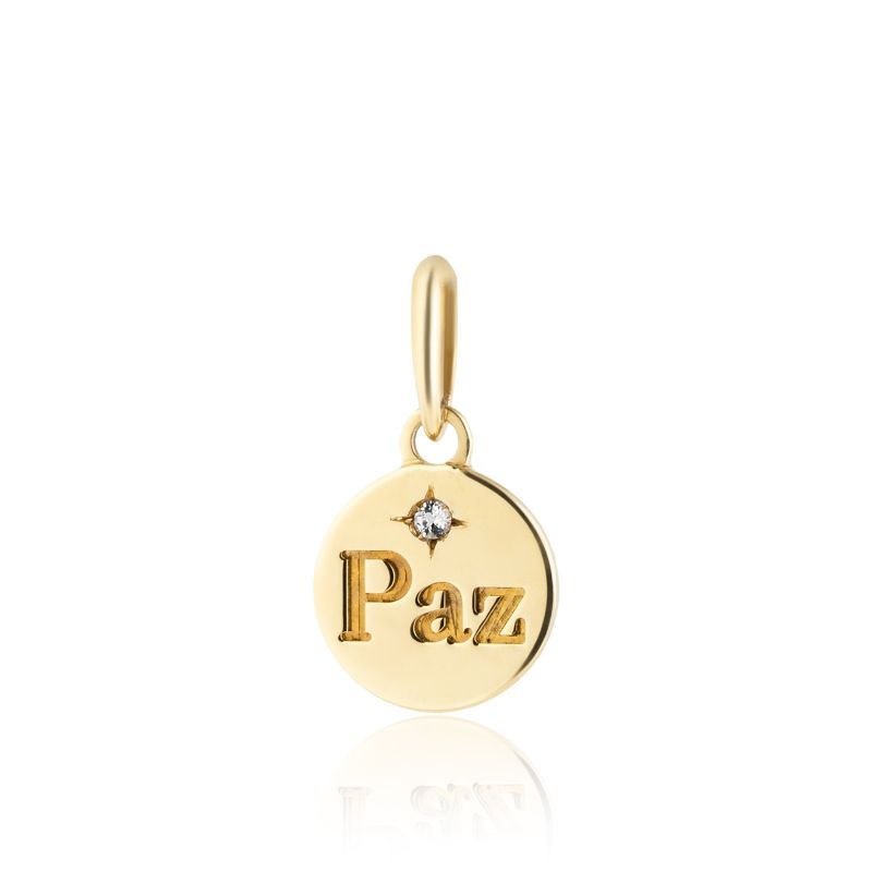 Pingente Paz Topázio Branco Ouro Amarelo