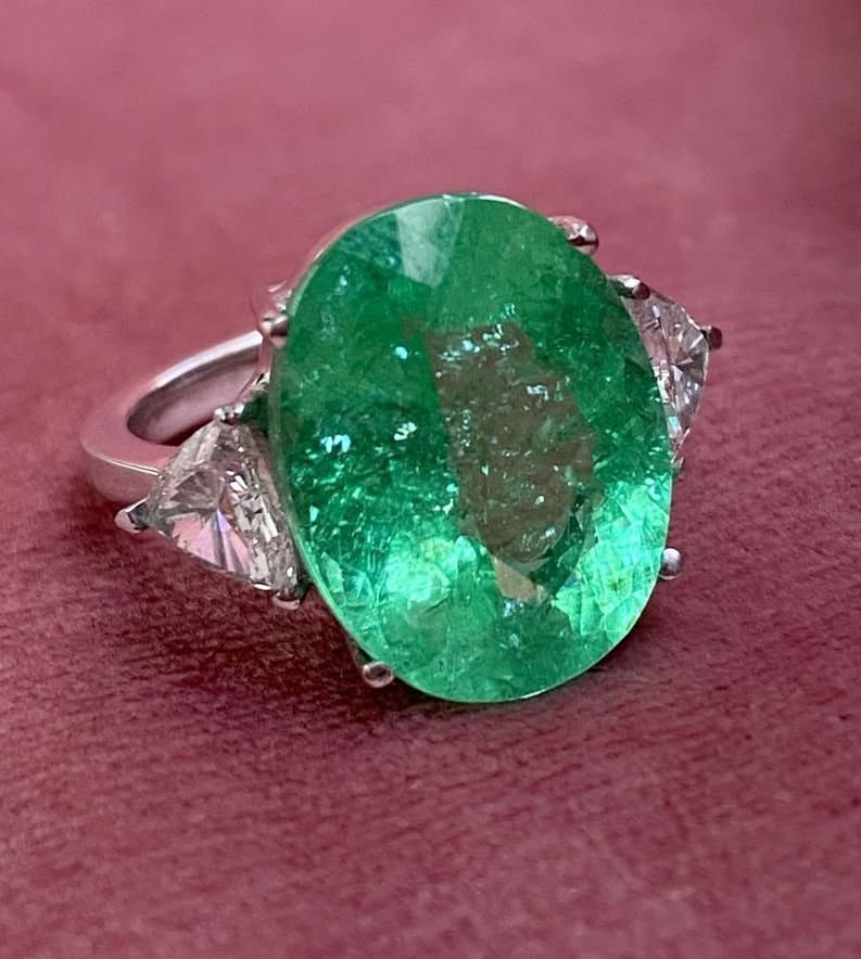 Anel  Turmalina Paraíba Verde e Diamante Ouro Branco 