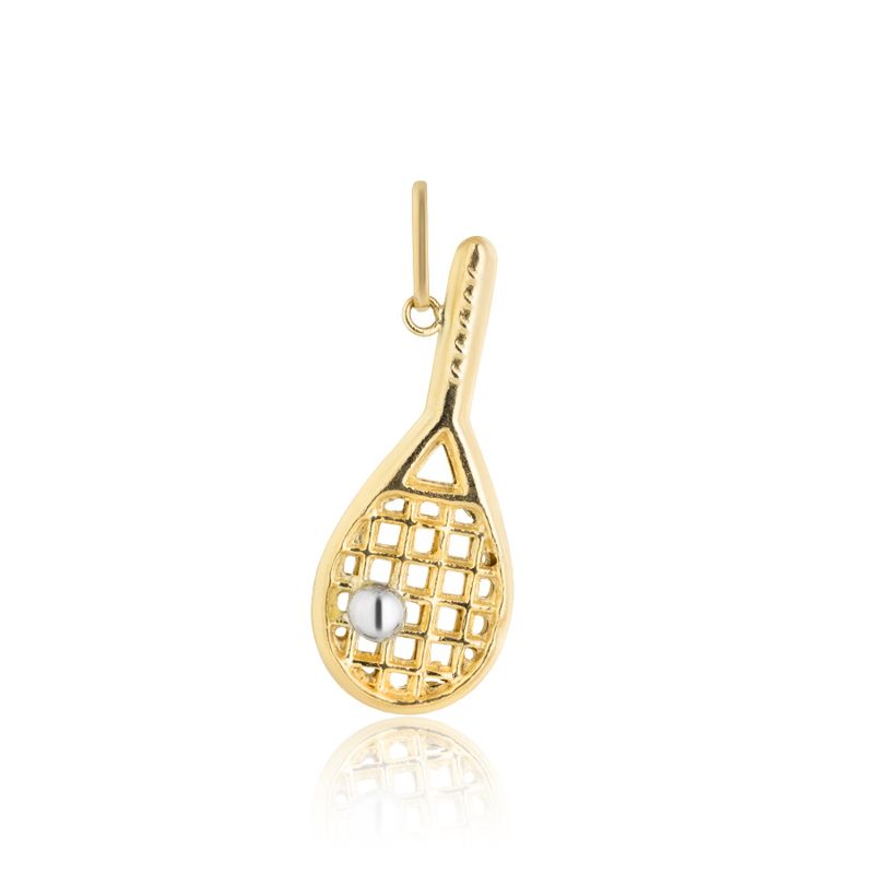 Pingente Raquete De Tênis Ouro Amarelo