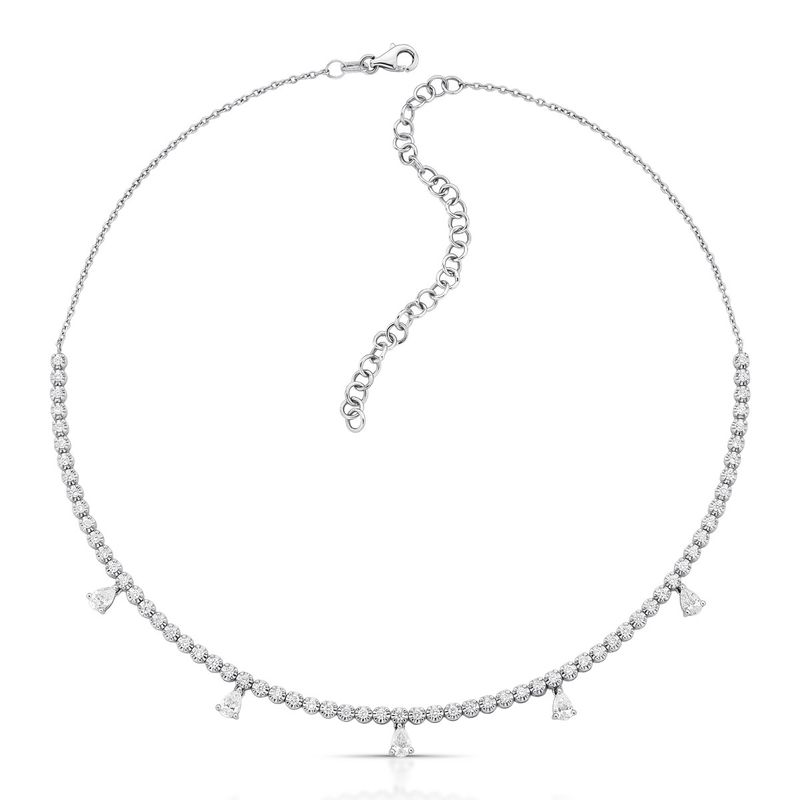 Colar Riviera 5 Gotas Diamante Ouro Branco