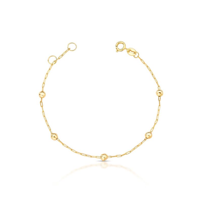 Pulseira Infantil Bolinhas Corrente Chapadinha Ouro Amarelo
