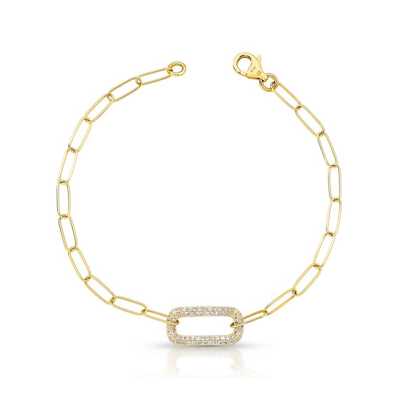Pulseira com Elo pavê de Diamantes Ouro Amarelo