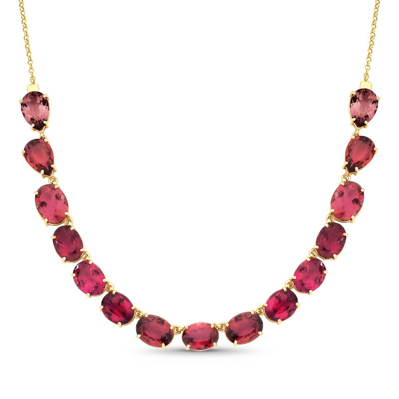 Gargantilha Turmalina Rosa Ouro Amarelo 