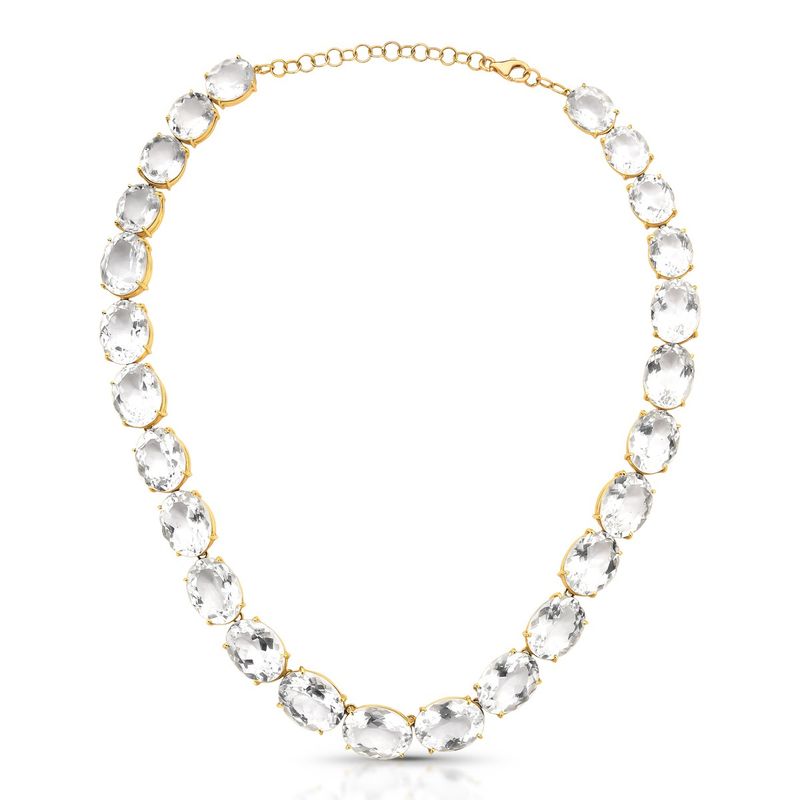 Colar Topázio Branco Ouro Amarelo