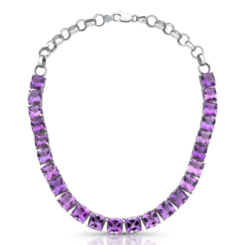 Colar Ametista Roxa Ouro Branco