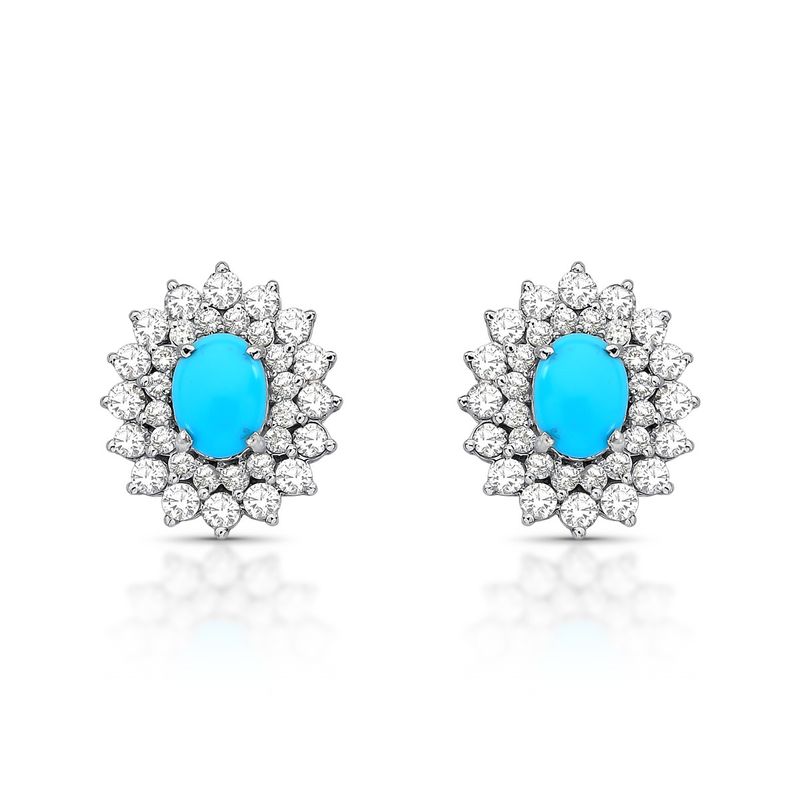 Brinco Turquesa e Diamante Ouro Branco