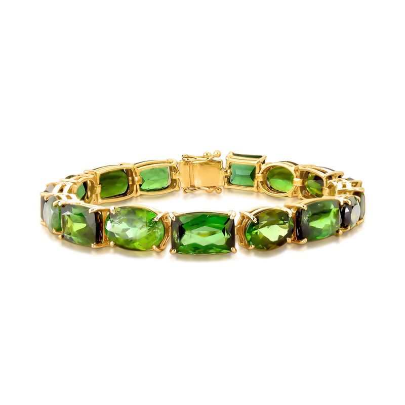 Pulseira Turmalina Verde Ouro Amarelo