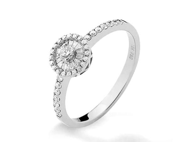Anel Pizza Diamante Ouro Branco