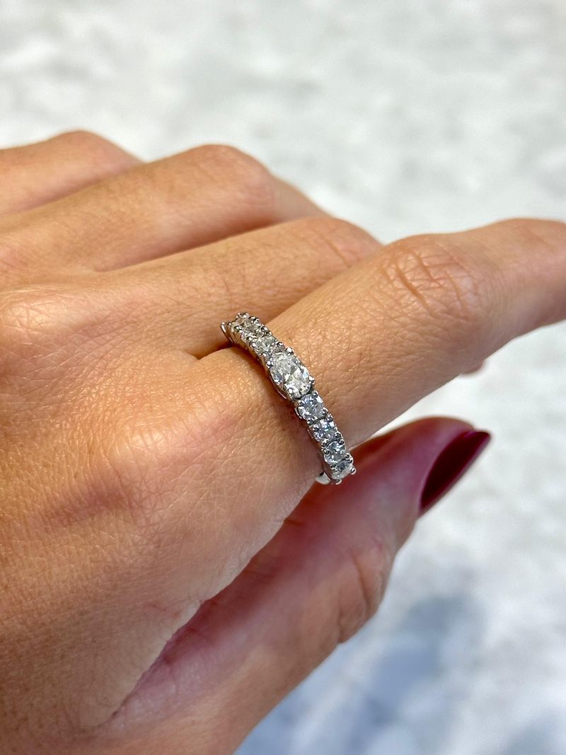 Meia Aliança Diamante Ouro Branco