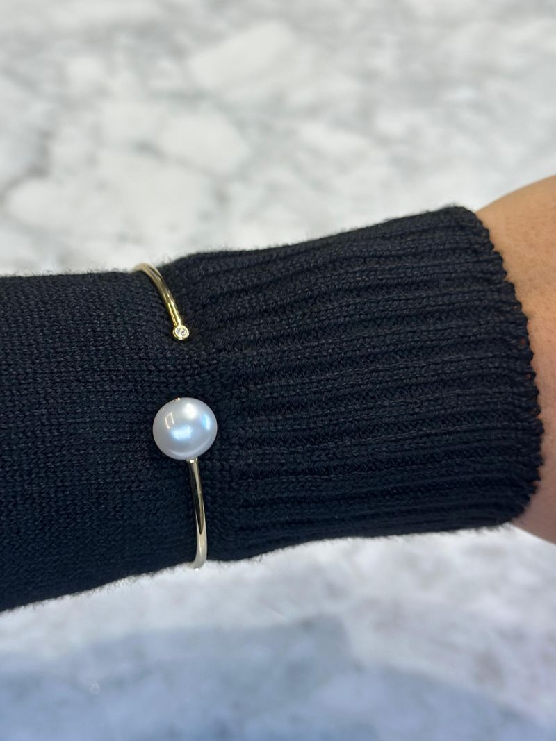 Bracelete Pérola e Diamante Ouro Amarelo