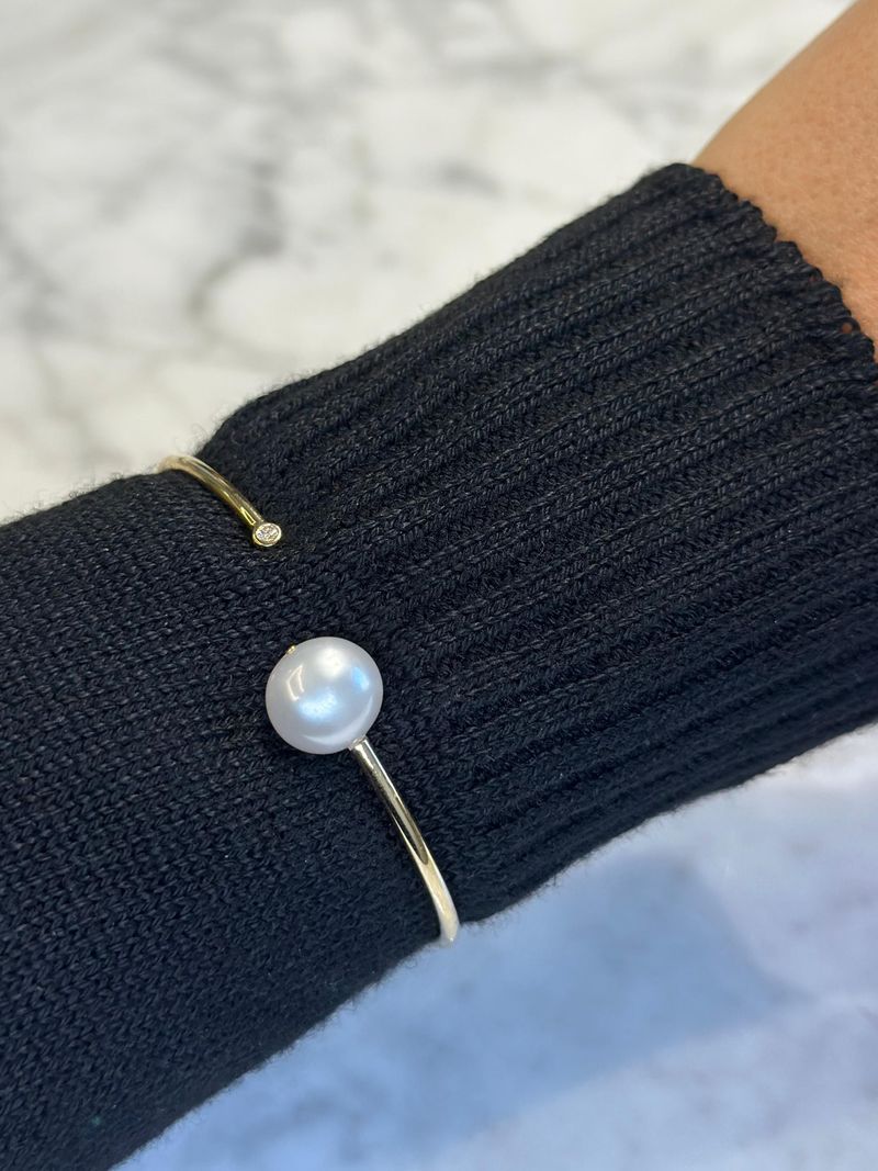 Bracelete Pérola e Diamante Ouro Amarelo