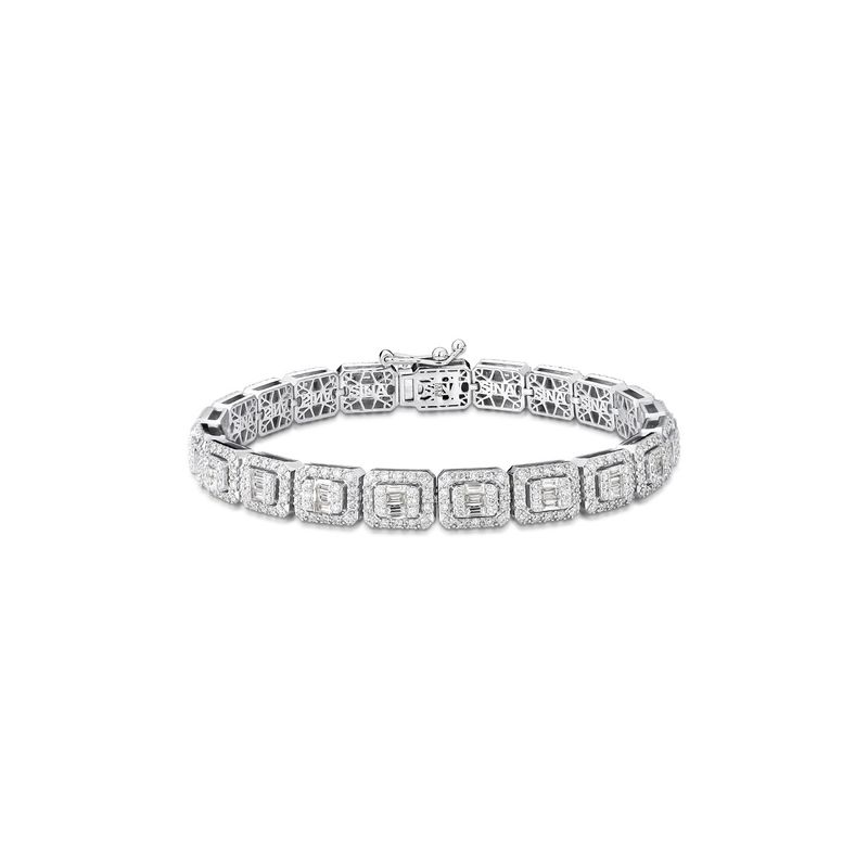 Pulseira Riviera Quadrada Diamante Ouro Branco