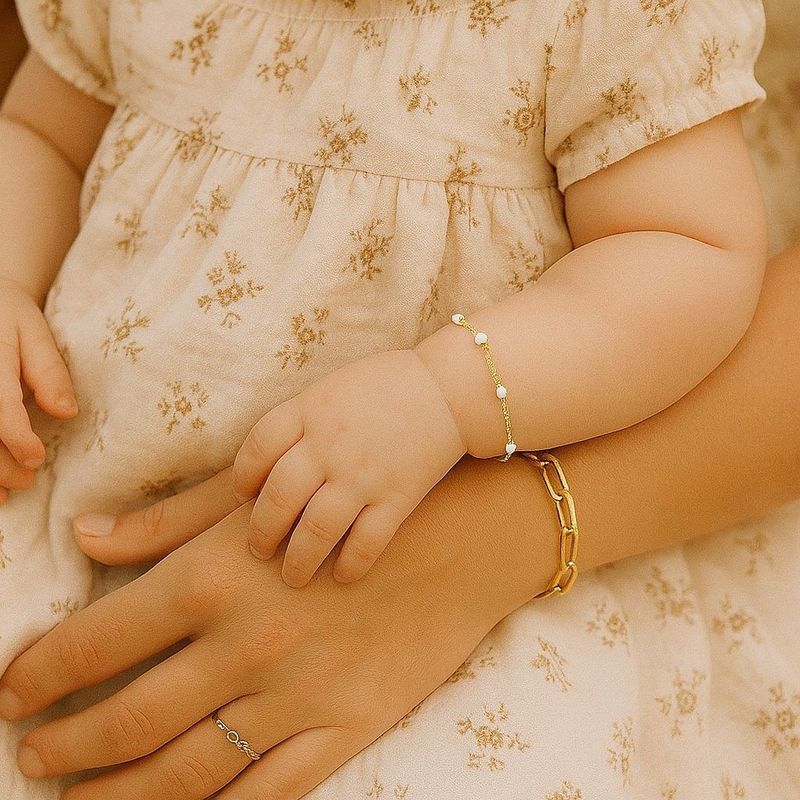 Pulseira Infantil Pérola Ouro Amarelo