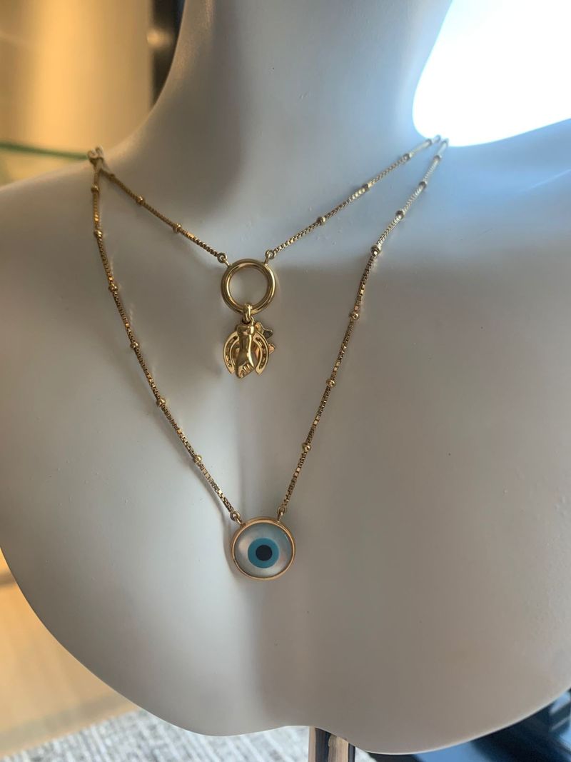 Colar Olho Grego Escapulário Ouro Amarelo