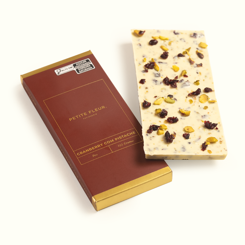 Barra de chocolate branco de Cranberry com Pistache
