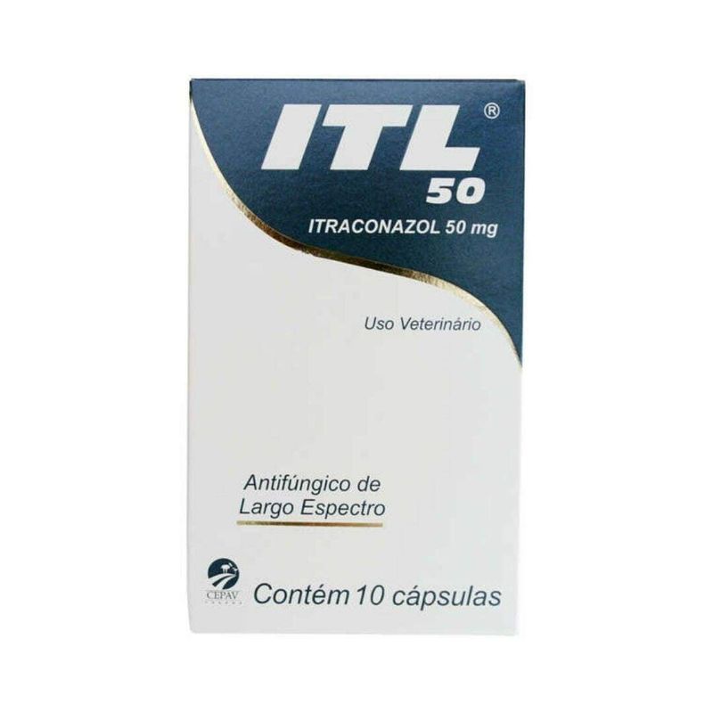 ITL 50mg Itraconazol Antifúngico Cães e Gatos Cepav 10 comprimidos