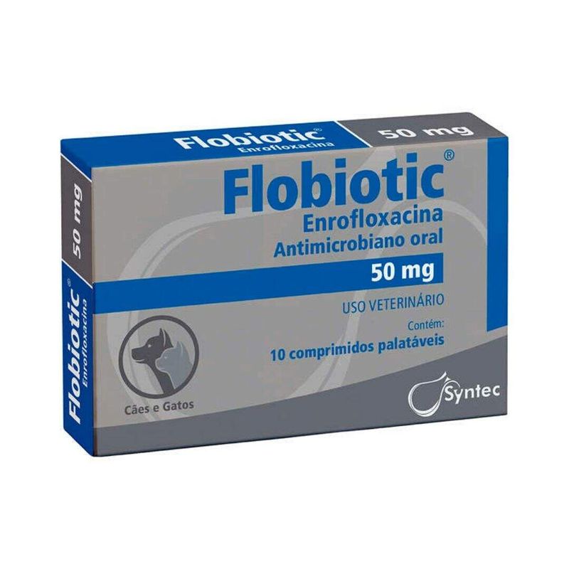 Flobiotic 50mg Antimicrobiano Cães e Gatos Syntec 10 comprimidos