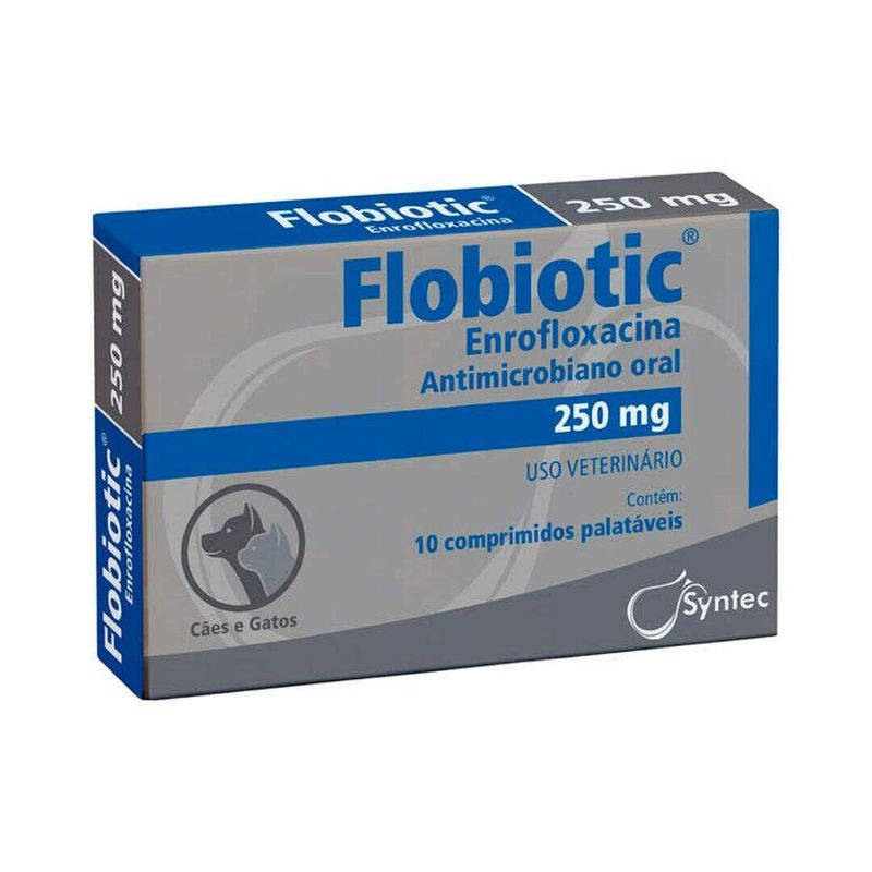 Flobiotic 250mg Antimicrobiano Cães e Gatos Syntec 10 comprimidos