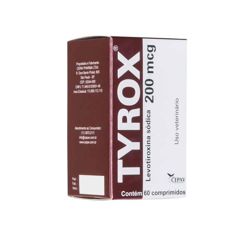 Tyrox 200mg Repositor Hormonal Cepav 60 comprimidos