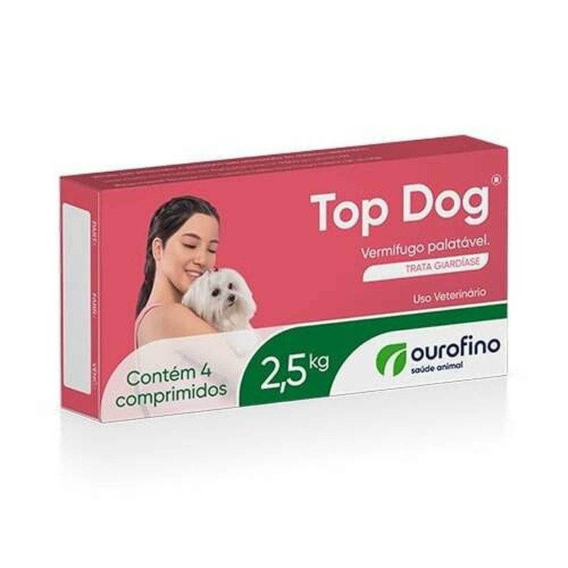 Top Dog Vermífugo Cães Ouro Fino 2,5kg 4 Comprimidos