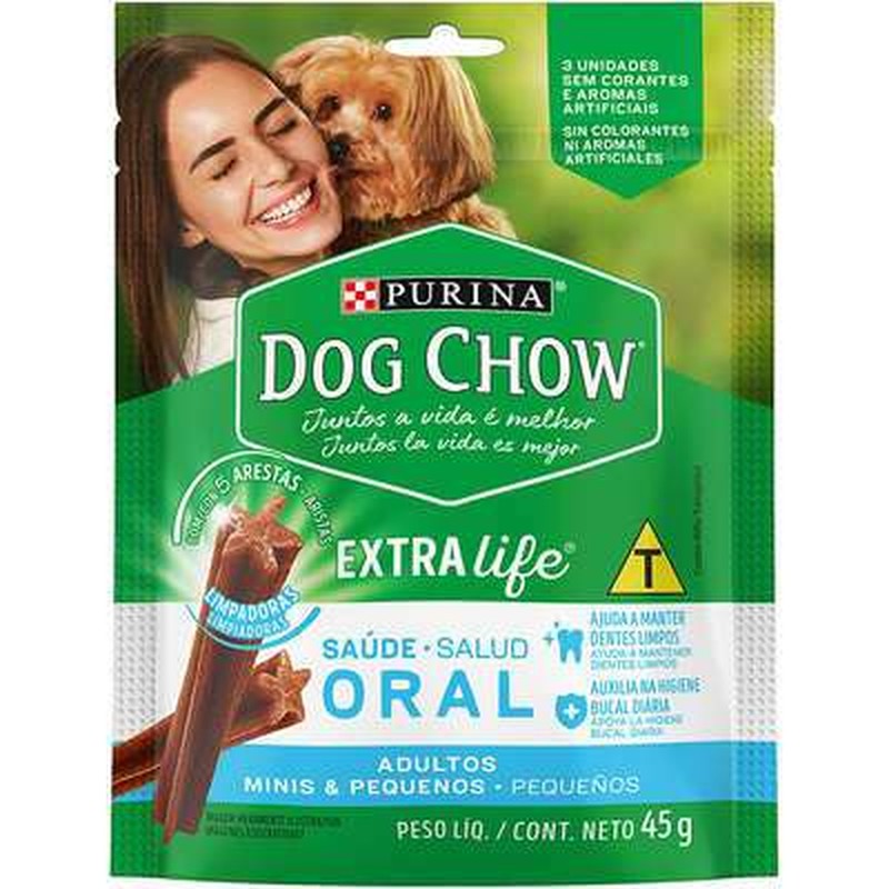 Petisco Dog Chow Oral Extra Life Cães Adultos Raças Minis & Pequenas 45g Nestlé Purina