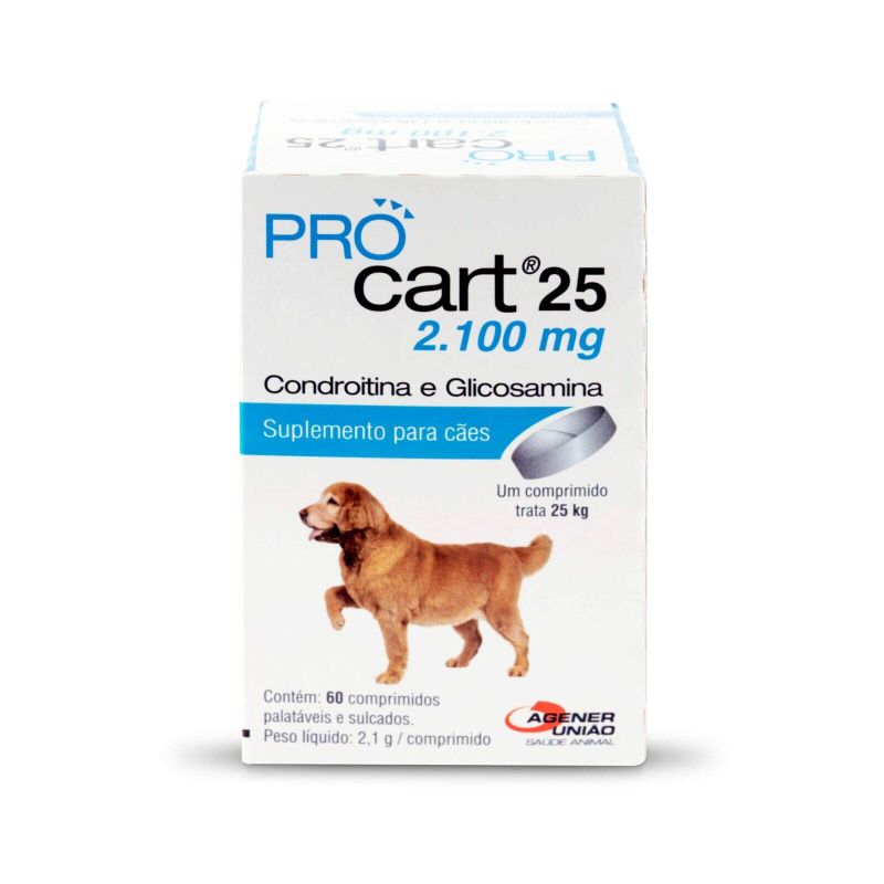 Procart 25 Suplemento Cães e Gatos Agener União 2.100mg 60 Comprimidos