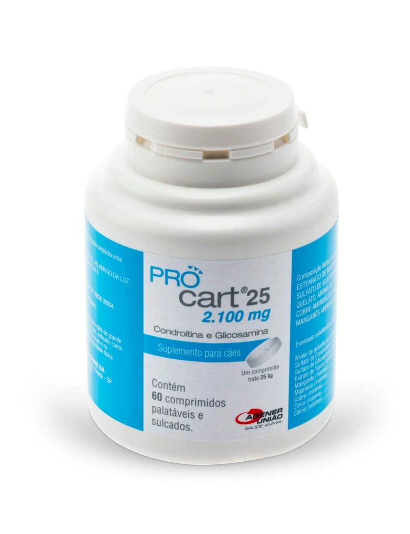 Procart 25 Suplemento Cães e Gatos Agener União 2.100mg 60 Comprimidos