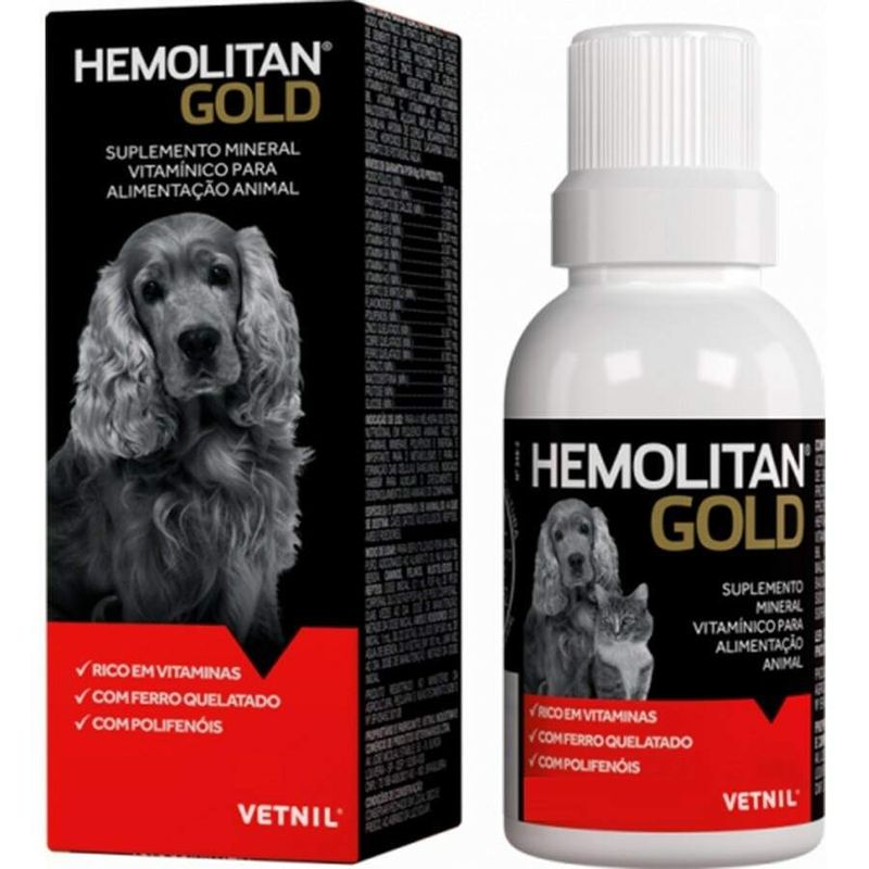Hemolitan Gold Suplemento em Gotas Vetnil 60ml