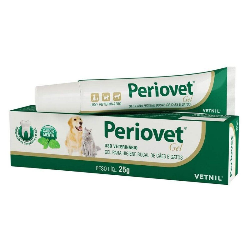 Periovet Gel Higienizador Bucal Cães e Gatos Vetnil 25g