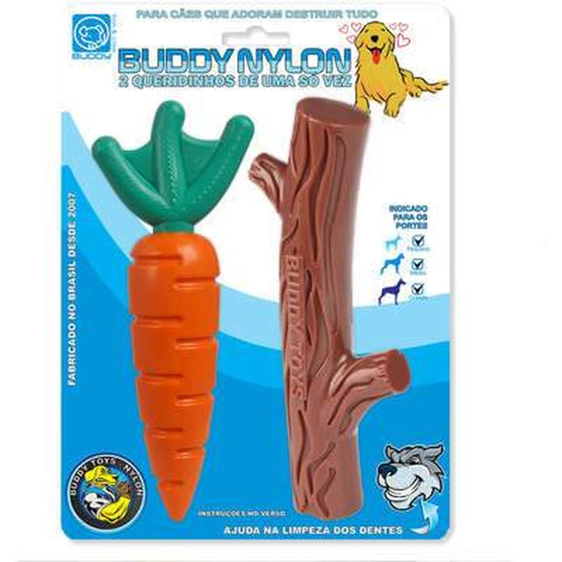 Brinquedo Buddy Toys Kit Queridinhos Cenoura e Graveto Nylon