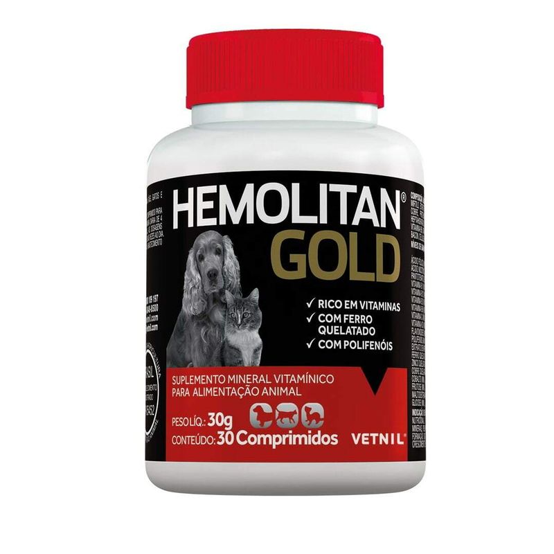 Hemolitan Gold Suplemento Vetnil 30 comprimidos