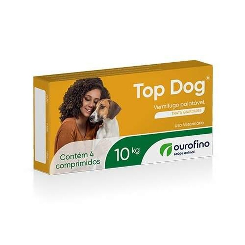 Top Dog Vermífugo Cães 10kg Ouro Fino 4 Comprimidos