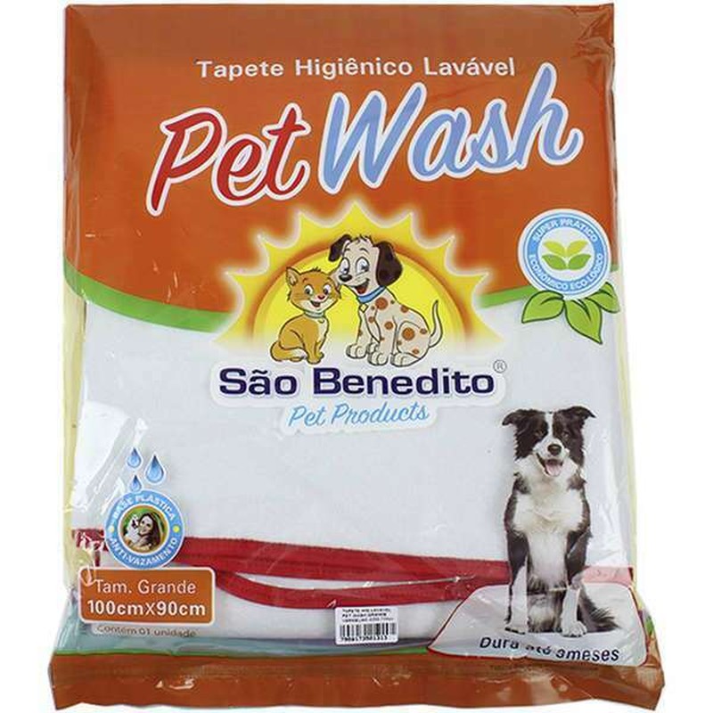 Tapete Higiênico Pet Wash São Pet Lavável Vermelho - Tam: G