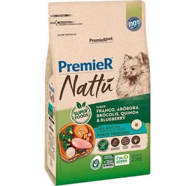 Ração Premier Nattú Cães Adultos Pequeno Porte Abóbora 2,5kg