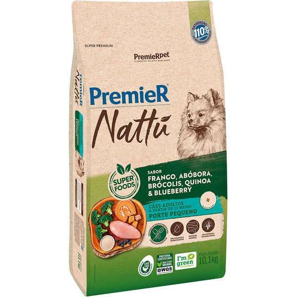 Ração Premier Nattú Cães Adultos Pequeno Porte Abóbora 10,1kg