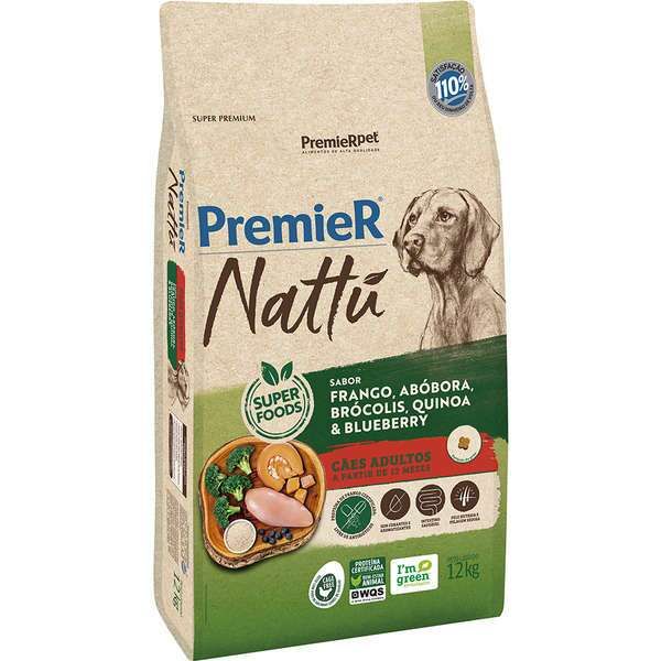 Ração Premier Nattú Cães Adultos Abóbora 12kg
