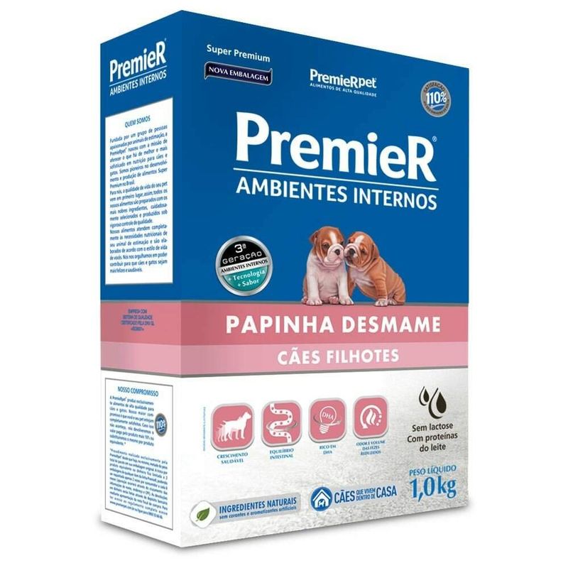 Papinha Desmame Premier Ambientes Internos Cães Filhotes 1kg