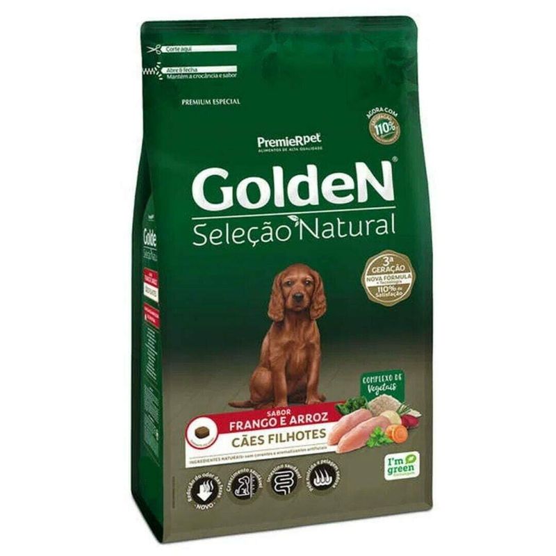 Ração Golden Seleção Natural Cães Filhotes Frango e Arroz 10kg