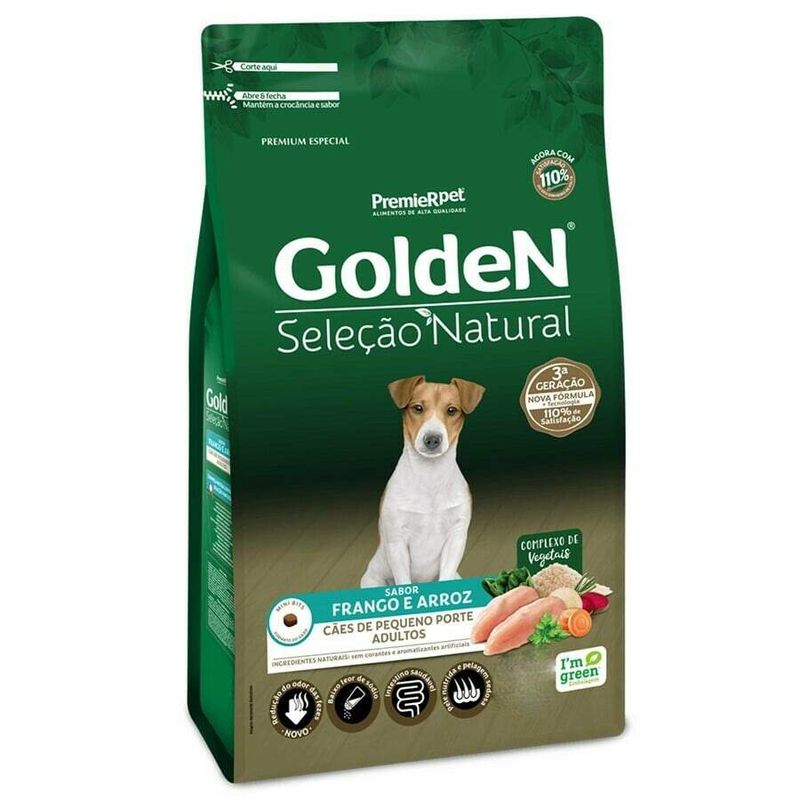 Ração Golden Seleção Natural Cães Adultos Pequeno Porte Frango e Arroz 3kg