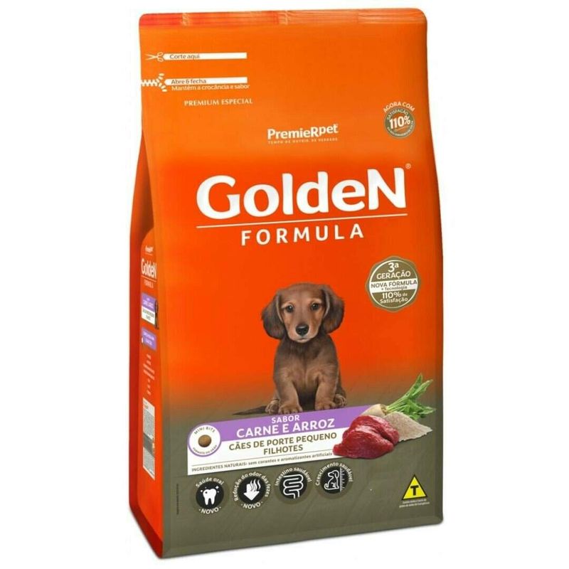 Ração Golden Formula Cães Filhotes Pequeno Porte Carne e Arroz 1kg