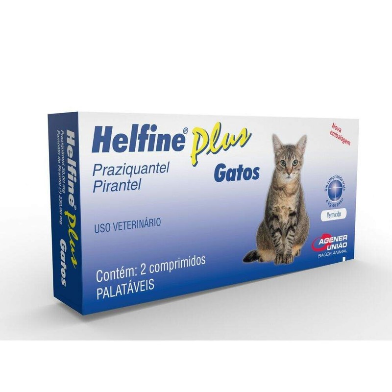 Helfine Plus Vermífugo Gatos Agener União 2 comprimidos