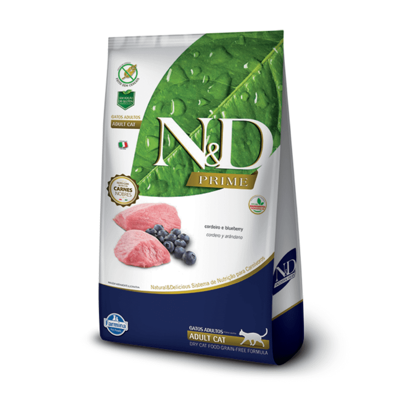 Ração Farmina N&D Prime Gatos Adultos Cordeiro e Blueberry 7,5kg