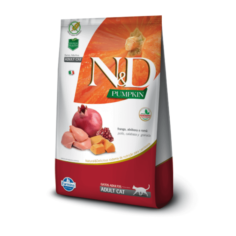 Ração Farmina N&D Pumpkin Gatos Adultos Frango, Abóbora e Romã 7,5kg