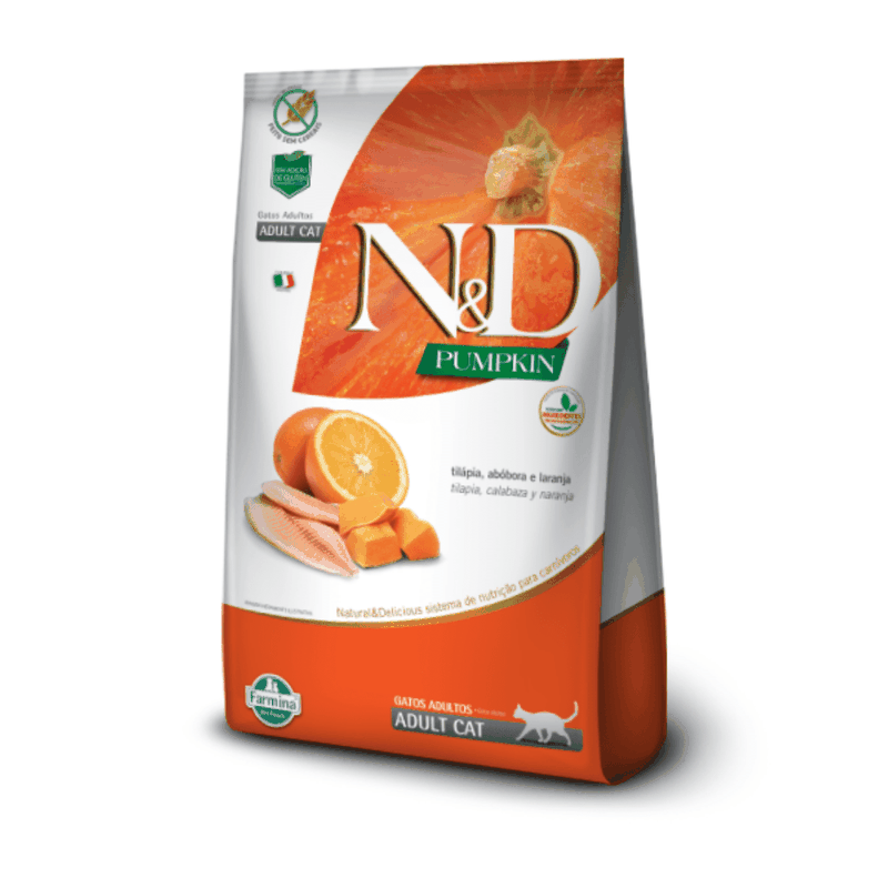 Ração Farmina N&D Pumpkin Gatos Adultos Tilápia, Abóbora e Laranja 400g