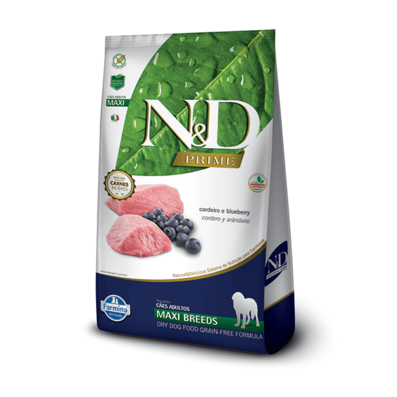 Ração Farmina N&D Prime Cães Adultos Raças Grandes Cordeiro e Blueberry 10,1kg